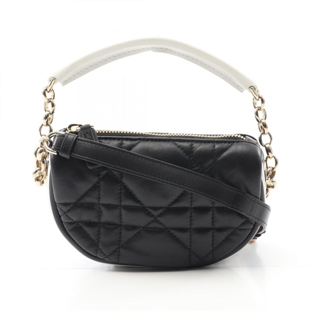Dior Vibe Hobo Shoulder Bag Leather Black White